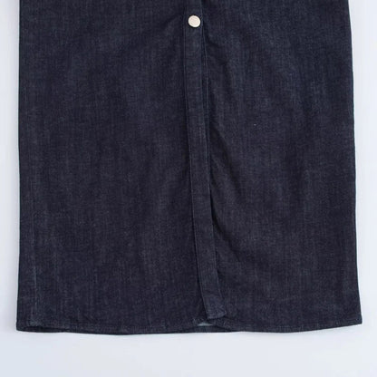 Spring New 1975 series denim MIDI dress with lapel side zipper fashion wrinkle waist slim elegant dress