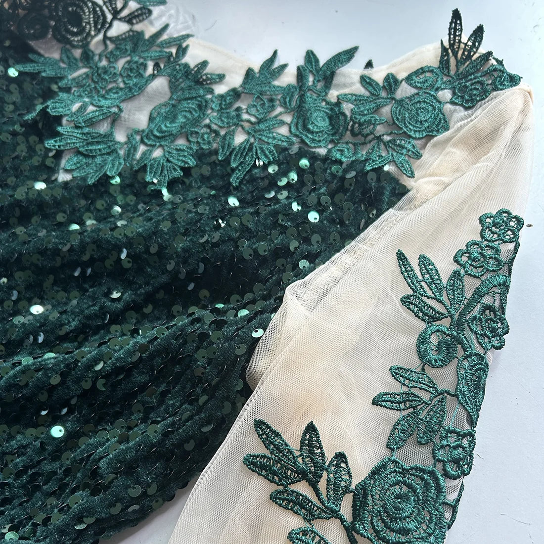 O Neck Long Sleeve With Flowers Sequin Evening Party Dress Elegant Women Sexy Backless Formal Prom Dresses