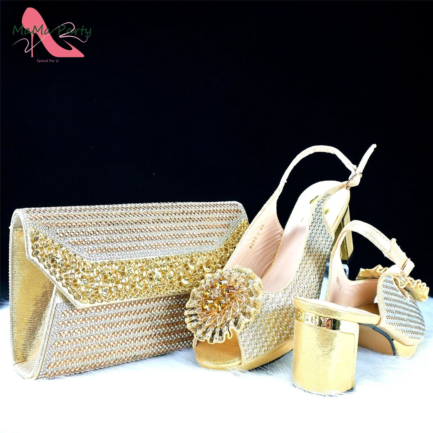 Italian Women Shoes Matching Bag Set in Green Color 7 CM Comfortable Heels with Plaform Elegant Peep Toe Sandals