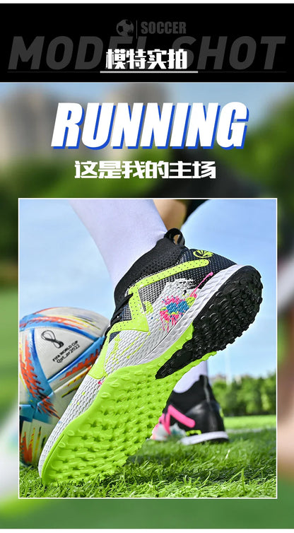 Men New TF Football Boots Society Indoor Original Top Quality Non Slip Male Soccer Shoes Sneakers Ultralight Breathable Ankle