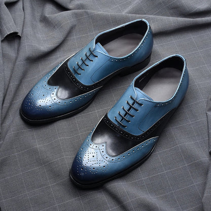 Luxury Men's Wedding Oxford Dress Shoes Genuine Cow Leather Lace-up Wingtip Brogue Office Business Social Formal Shoes for Man