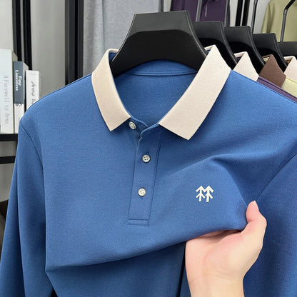 Design Brand Men's Polo Shirt Lapel Exquisite Embroid Long Sleeve Autumn New Breathable T-Shirt Business Leisure Trend Men'swear