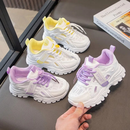 Girls Sports Shoes 2026 Spring and Summer New Children's Casual Mesh Breathable Thick-soled Designer Tennis Sports Shoes