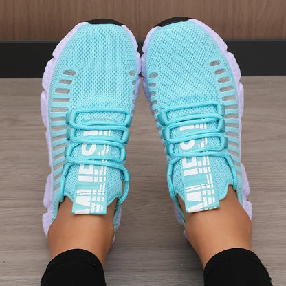 Women's Sports Shoes Mesh Lightweight Soft Sole Jogging Strap Breathable Fashion Sports Walking Casual Tennis Flat Shoes for Men