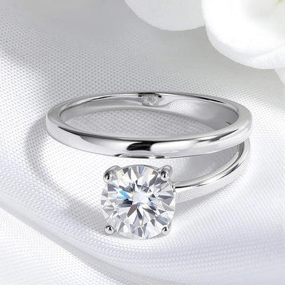 1CT 2CT Certified Moissanite Rings for Women Sparkling Brilliant Cut Wedding Bands 100% Real 925 Pure Silver Jewelry