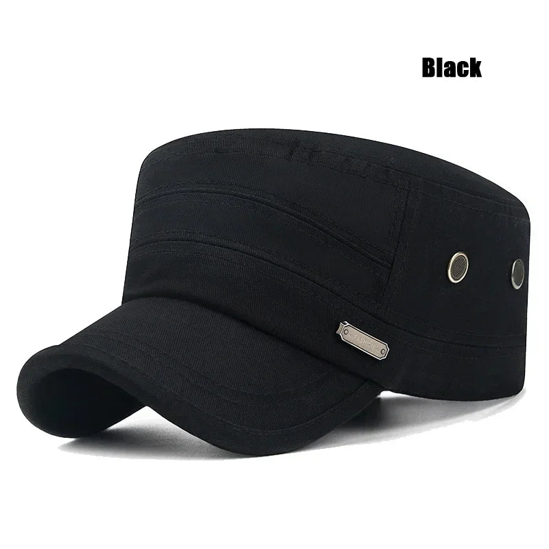 Spring and Summer Simple Cotton Adjustable Cadet Flat Cap Sun Hat Trucker Caps Dad Hats