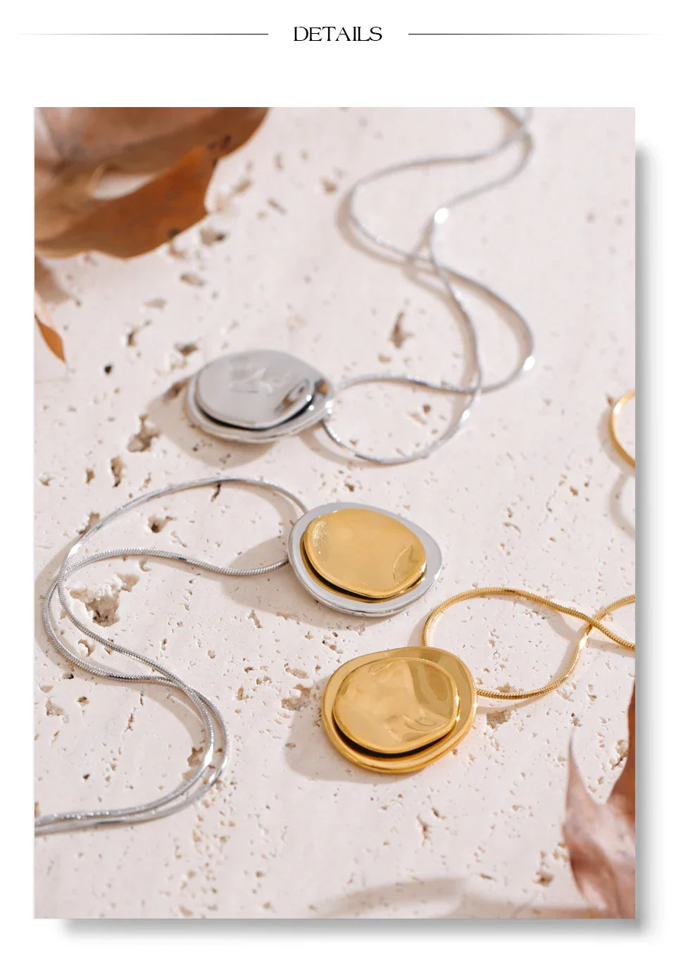 Double Round Pendant Fashion Necklace Water Resistant Metal Stainless Steel Daily Waterproof Jewelry Recommend