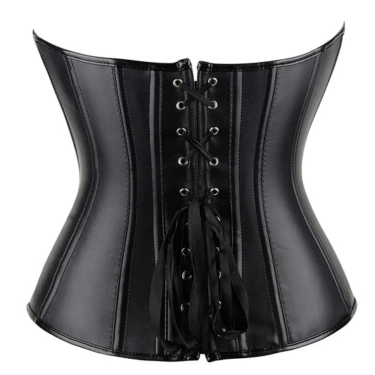 Women Sexy Leather Corset Top Overbust Punk Style Push Up Bustier Body Shaper Slimming Korset