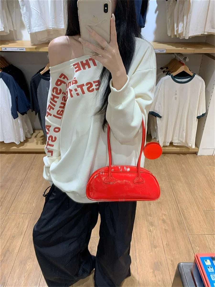 Camiseta Y2K Sexy Oversize Feminina Streetwear Estampada Manga Longa Básica Blusa Feminina Outono 2025 Inverno Coreana Moda Camisa Oversized