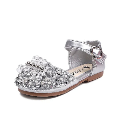 Girls Half Sandals Shiny Crystal Ins Trendy 2025 Summer New Kids Dance Shoes Non-slip Soft Sole Children Princess Shoes Sweet