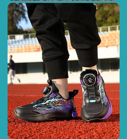 New Anti-skid Leather Kids Sneakers for Boys Running Walking Lightweight Casual Shoes With Fashion Dragon Pattern Size 31-38