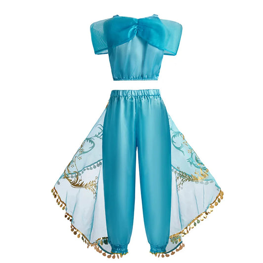 Kids Arabian Princess Dress Girls Halloween Jasmine Costume Children Carnival Cosplay Party Disguise Girl Sequins Pageant Outfit