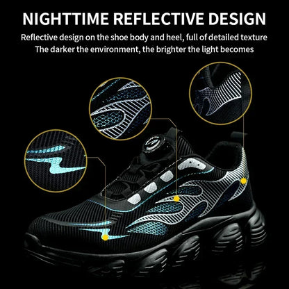 Rotating Button Tactical Boots Men Reflective Steel Toe Shoes Indestructible Work Sneakers Protective Safety Boots Size 47 48