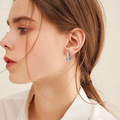 Real D Color 1CT 6.5mm Moissanite Hoop Earrings for Women S925 Silver Earring Small Ear Buckle Party Fine Jewelry Wholesale