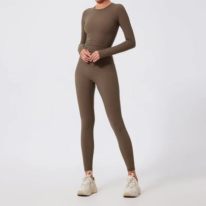 2Pcs Sets Gym Clothes Sports Outfit Suit Women Outdoors Workout Tights Set Yoga Wear Female Running Training T-Shirt