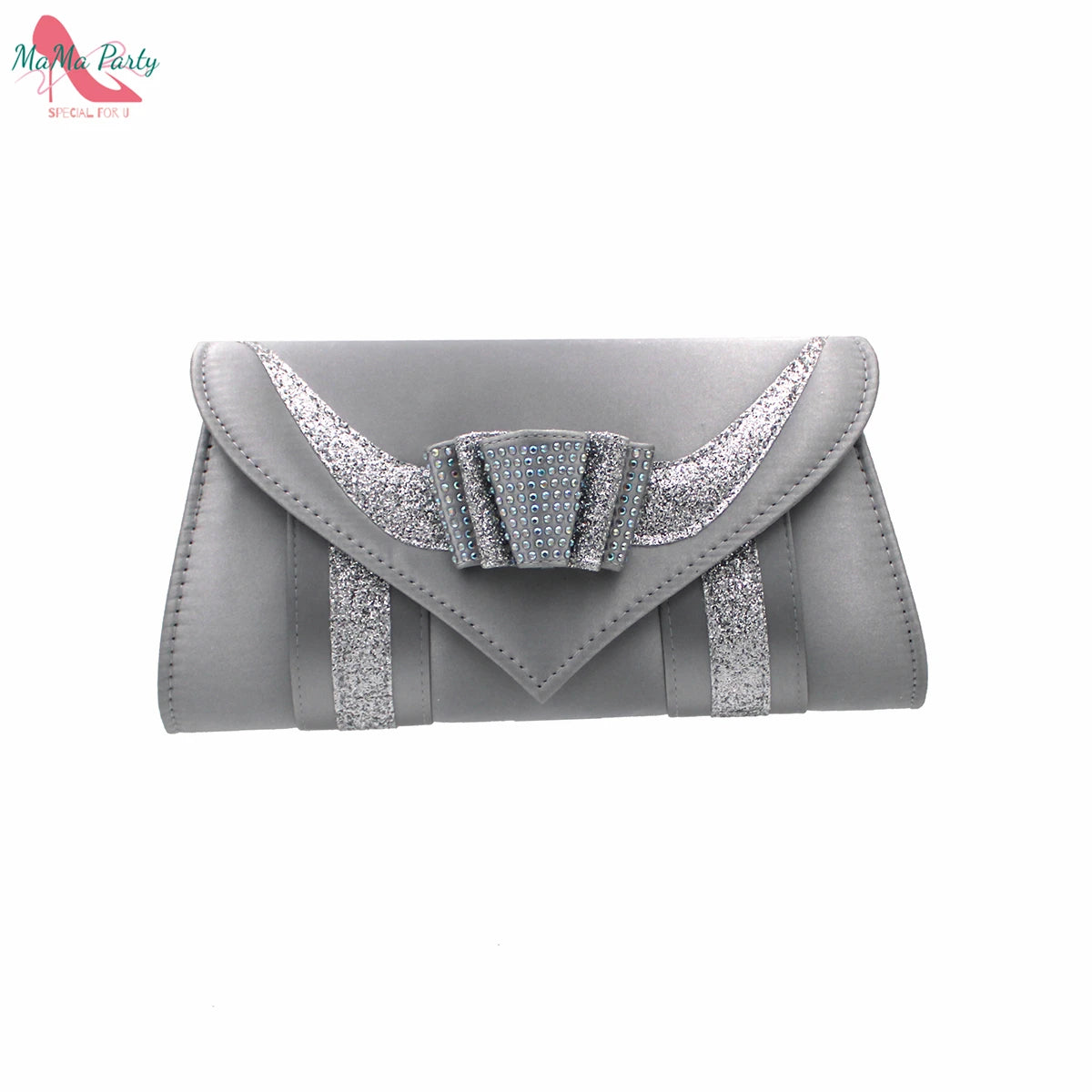 Fashion Pretty Peep Toe African Women Shoes Matching Bag Set in Silver Color Elegant Style Platform Sandals for Party
