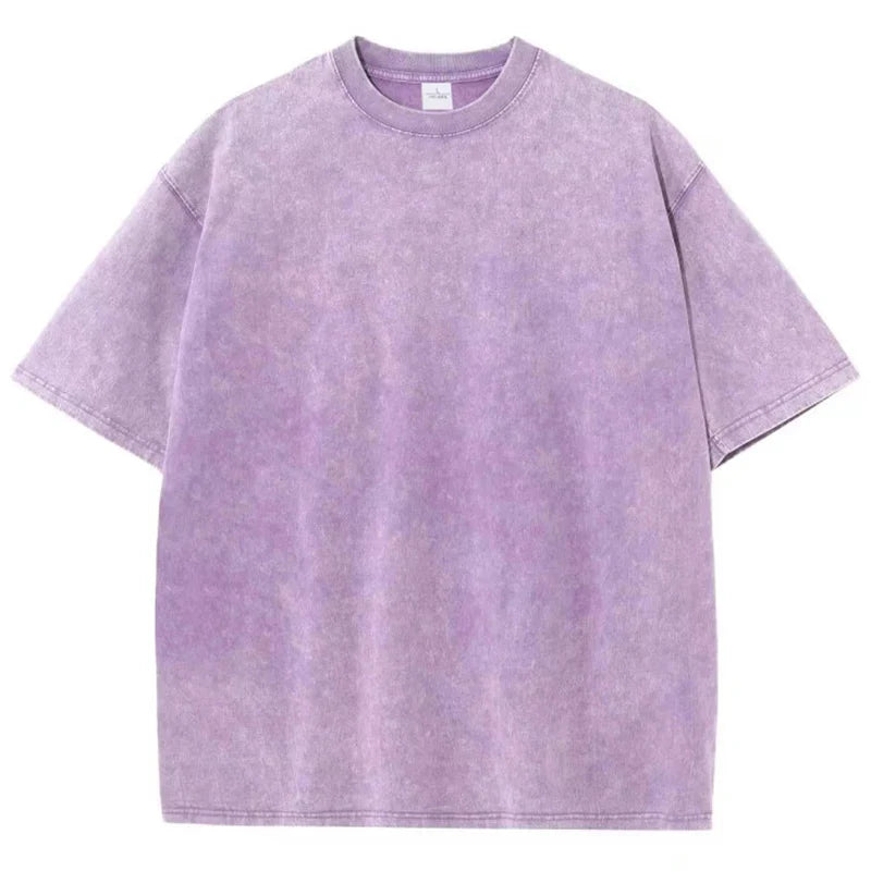 Women Cotton Washed Solid T-Shirt Summer Casual Short Sleeve O-Neck Distressed Tops Fashion Street Oversize Tees Female Clothing