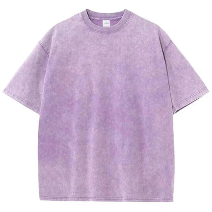 Women Cotton Washed Solid T-Shirt Summer Casual Short Sleeve O-Neck Distressed Tops Fashion Street Oversize Tees Female Clothing
