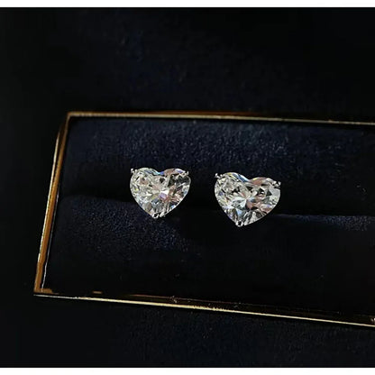 Heart Shape Moissanite Stud Earrings for Women Men 1/2/4carat  Certified Lab Diamond Ear Studs S925 Silver Plated 18k Gold
