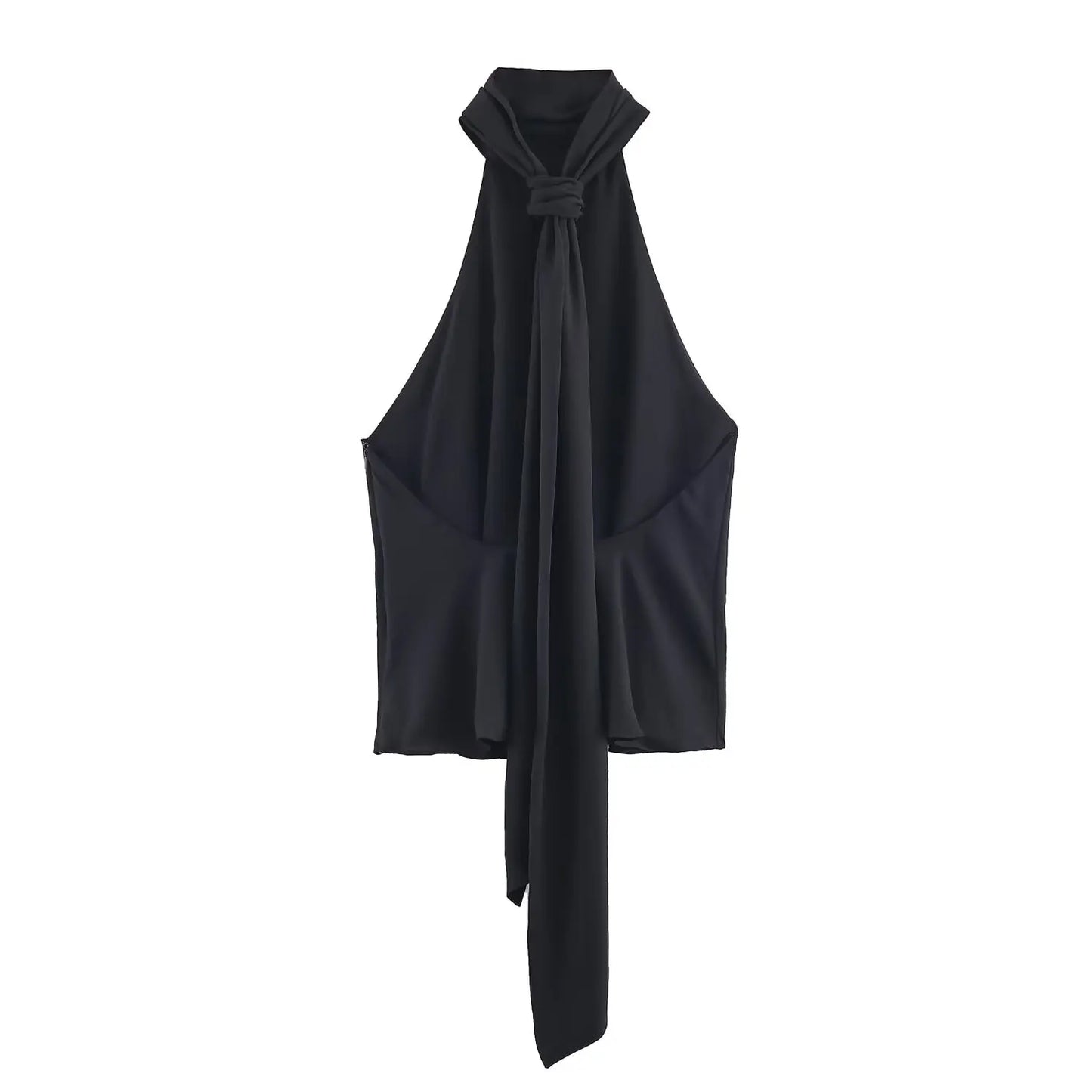 Women's Summer New Polka Dot Hanging Neck High Neck Top With Lace Up Design Lady Sleeveless Backless Sexy High Street Vest Top