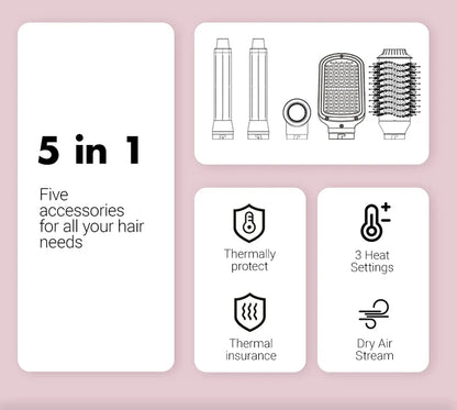 Hair dryer brush detachable 5-in-1 styling and drying system, fast drying, curl smoothing and styling, automatic curling iron