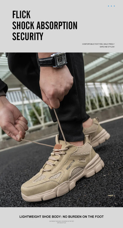 Unisex Mesh Steel Toe Cap Summer Safety Shoes For Men Light Breathable Sneaker Comfortable Indestructible Hombre Work Sneakers