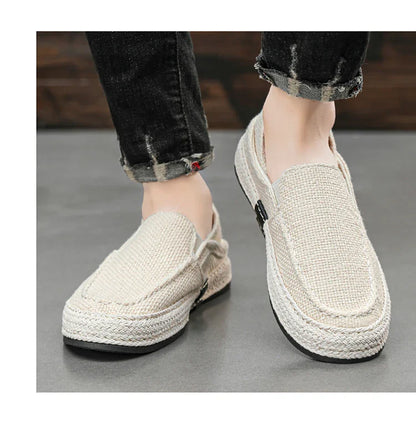 Summer Casual Loafers Men Breathable Slip On Urban Shoes Men Classic Linen Canvas Sneakers Male Light Flats Lazy Shoes Cheap