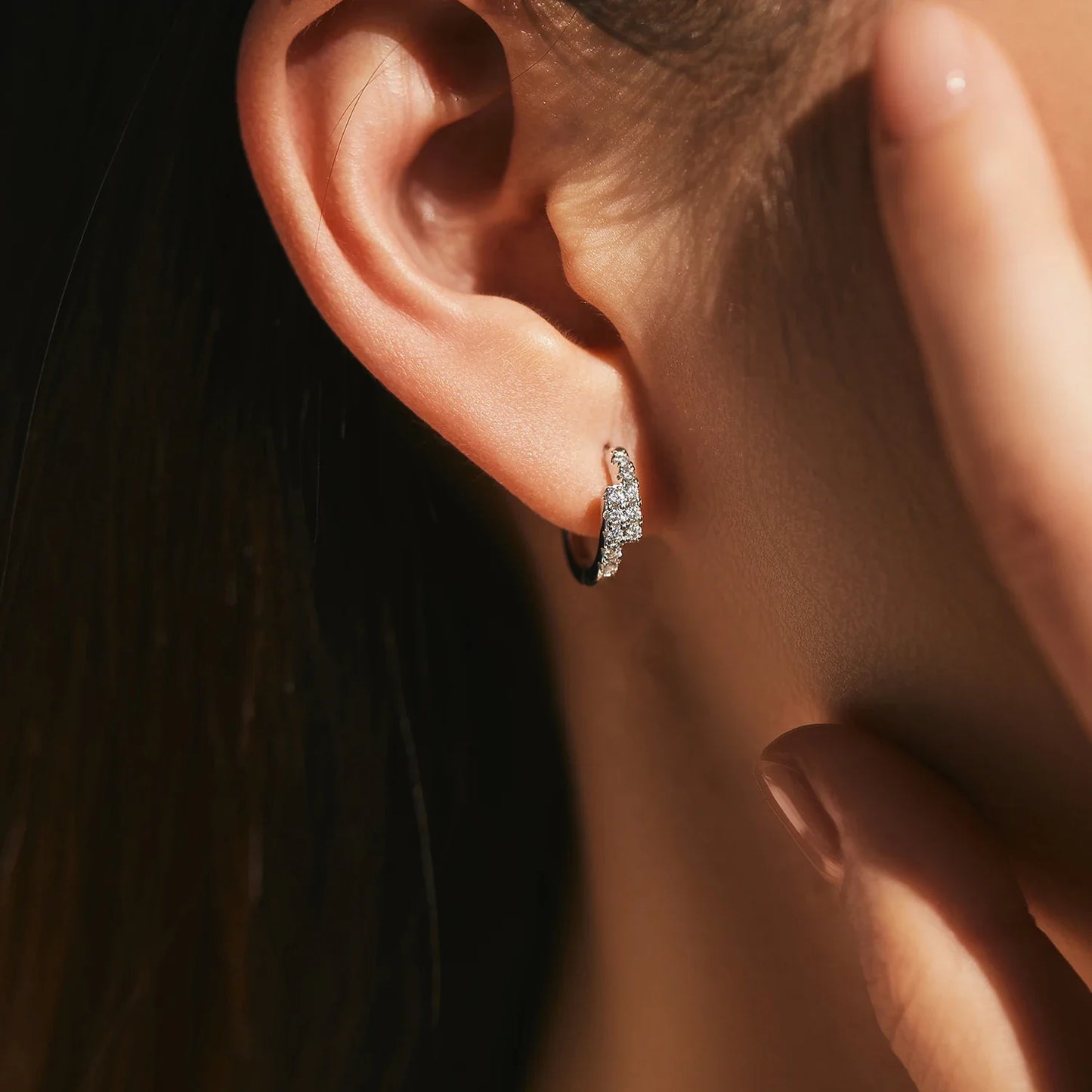 D Color Moissanite Simple Earrings 925 Sterling Silver Exquisite Double Row Hoop Earrings For Women Fine Jewelry Gifts