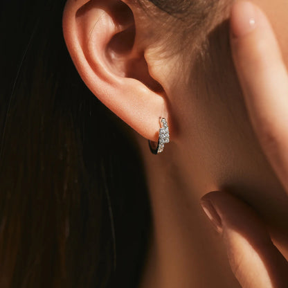 D Color Moissanite Simple Earrings 925 Sterling Silver Exquisite Double Row Hoop Earrings For Women Fine Jewelry Gifts
