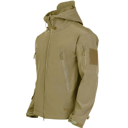 Jaquetas Militares Masculinas Soft Shell Shark Skin Táticas Corta-vento Impermeáveis Jaquetas Masculinas de Combate Casacos Bomber Masculinos com Capuz