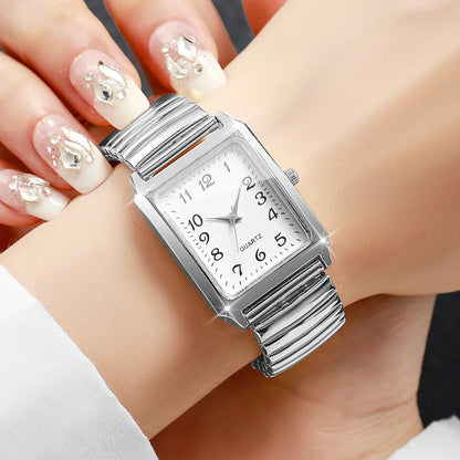 Fashion Rectangle Arabic Dial Women Watches  Casual Asual Elastic Strap Quartz Wristwatch for Ladies Relogio Feminino (No Box)