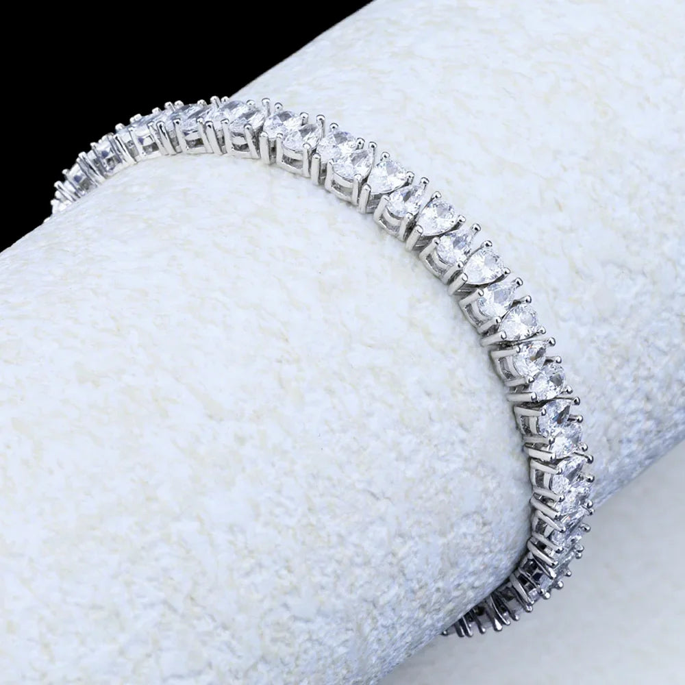 3*5mm Pear Cut Moissanite Tennis Bracelet S925 Silver Waterdrop Lab Diamond Bracelet For Women Man Party Fine Jewelry