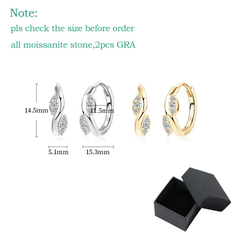 1.5cm Wedding Moissanite Hoop Earrings for Women Luxury Quality Jewelry 100% 925 Sterling Silver Earring Lab Diamond