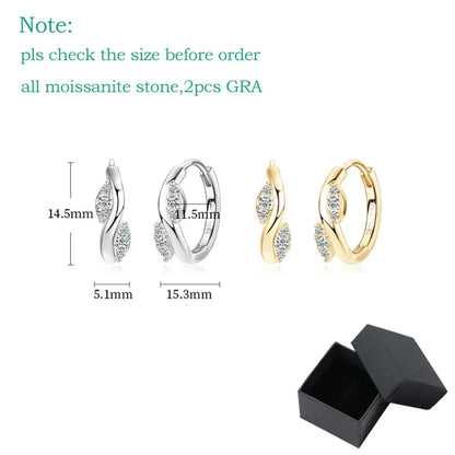 1.5cm Wedding Moissanite Hoop Earrings for Women Luxury Quality Jewelry 100% 925 Sterling Silver Earring Lab Diamond