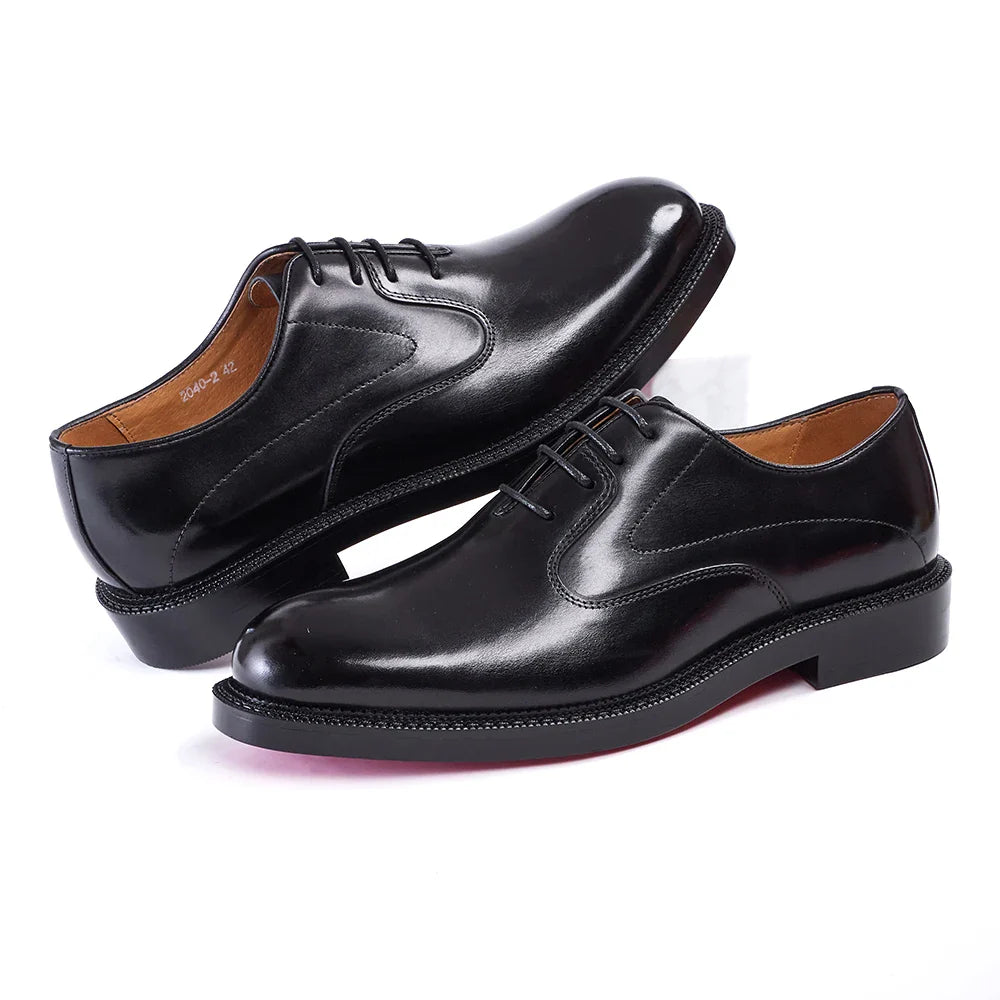 Fashion brand smooth Oxford shoes business formal leather shoes men's 2025 winter high heels wedding pointed office shoes