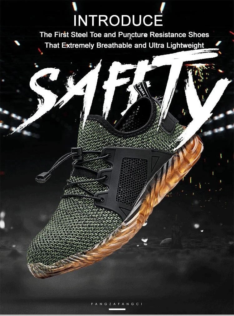 Summer Steel Toe Cap Safety Work Shoes for Men Anti Smashing Anti Puncture Hollow Out Light Breathable Sneaker Women Boots