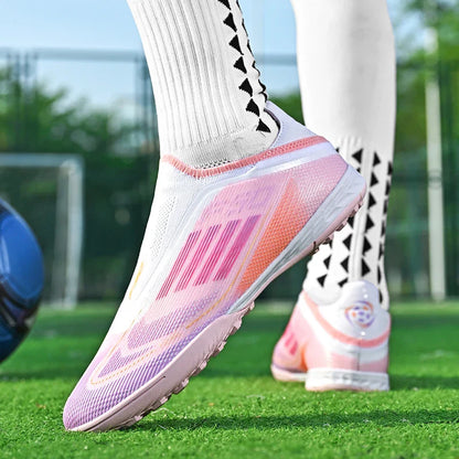 2555 High Quality Mens Soccer Shoes SLIP-ON Non-Slip Turf Soccer Cleats Boys TF/FG Training Football Boots Chuteira Campo F50