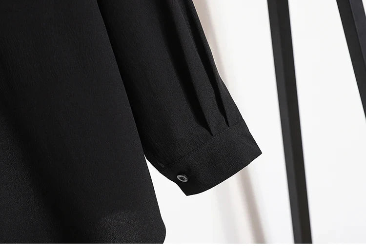 2026 Women's Plus Size Blouse Korean Style Spring Autumn Loose Elegant Casual Mid-length Tops Long Sleeved Waist Cinching Shirts