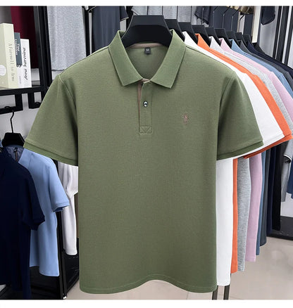 100% pure cotton high-end brand men's short sleeve polo shirt comfort lightweight summer casual T-shirt youthful fashionable top