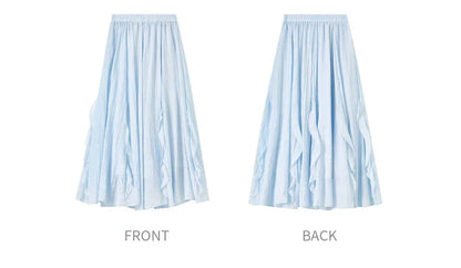 Women Summer Skirts 2026 High Waist Sweet Pleated A Line Ankle-Length Skirt Ladies Elegant Casual Clothes W52QA2169
