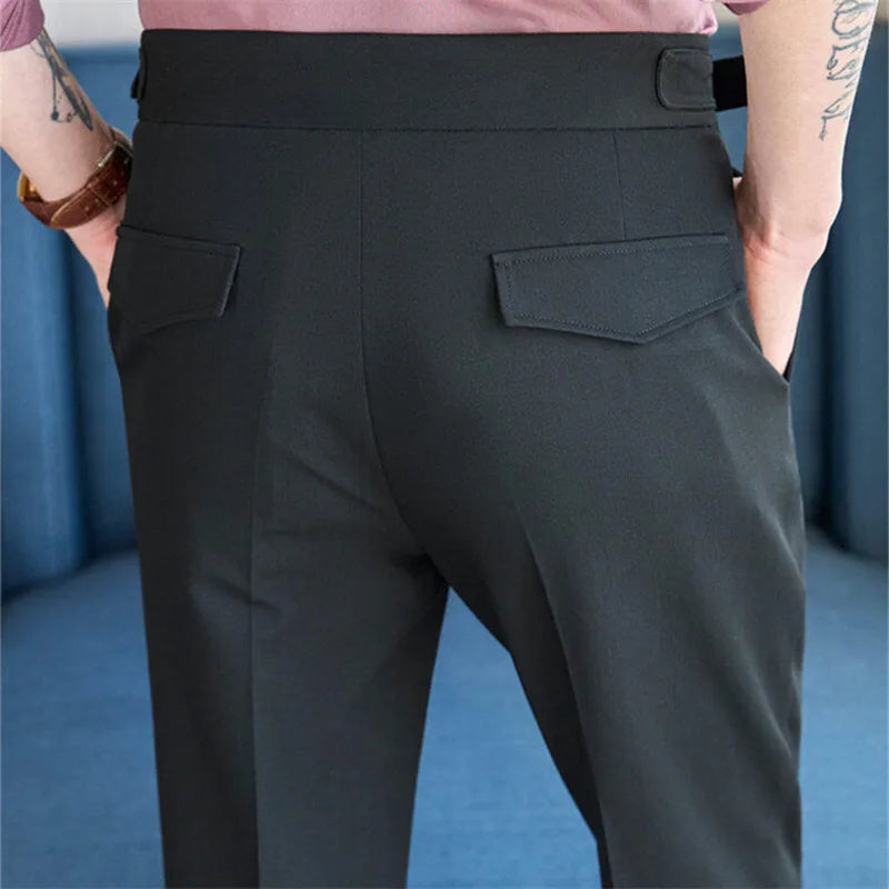 Spring Autumn Smart Casual Suit Pants Men Solid Color Slim Fit Office Fomal Wedding Party Dress Pants Mens White Suit Trousers