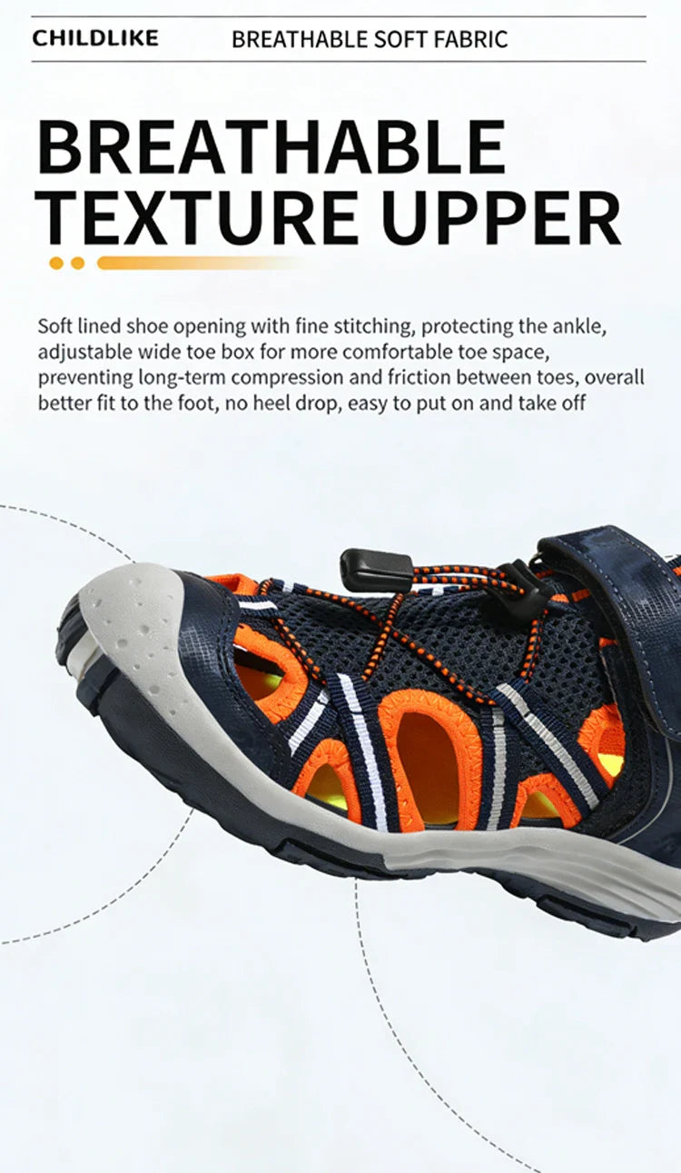 Summer Breathable Children Casual Beach Footwear Closed Toe Sandals For Kids Boys Sport Walking Shoes Size 30-39