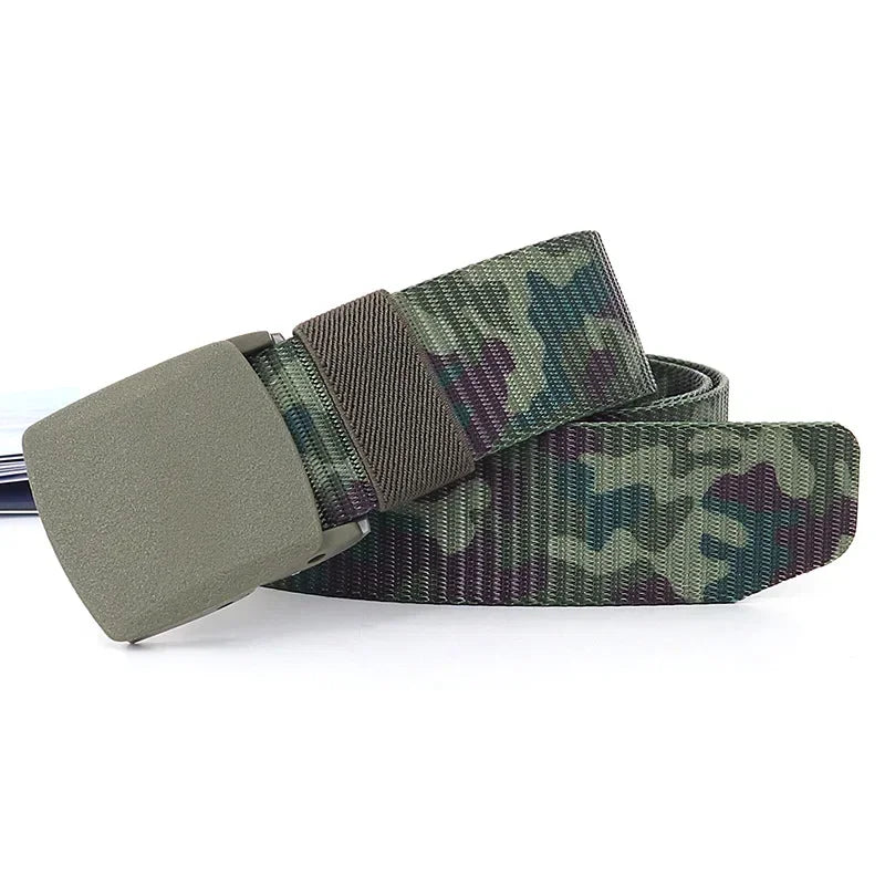 3.8X110cm High Quality Automatic Buckle Nylon Men Belt Outdoor Hunting Multifunctional Tactical Canvas Camouflage Belt for Women
