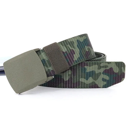 3.8X110cm High Quality Automatic Buckle Nylon Men Belt Outdoor Hunting Multifunctional Tactical Canvas Camouflage Belt for Women