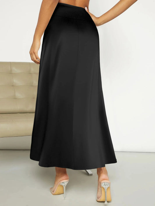 Women High Waist Midi Skirt A line Flowy Hem Elastic Waist Soft Fabric Ideal for Casual Gatherings Work Meetings Daily Outings
