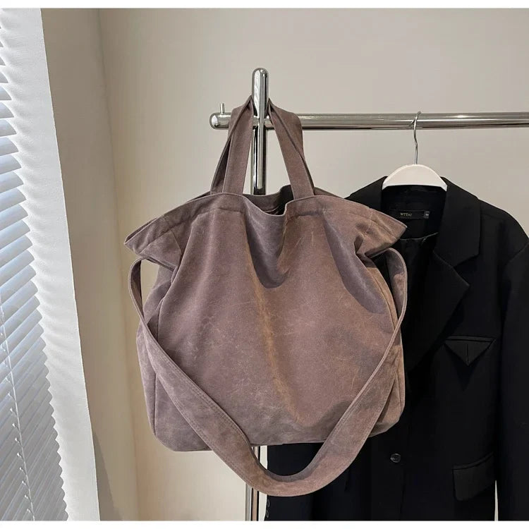 Large Capacity Velvet 2024 Hot Selling Tote Bag Zipper Solid Color Popular Fashion Handbag Soft Simple Commuting Shoulder Bag