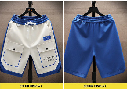 Running Shorts Men Casual Jogging Sport Short Pants patchwork Drawstring Loose Dry