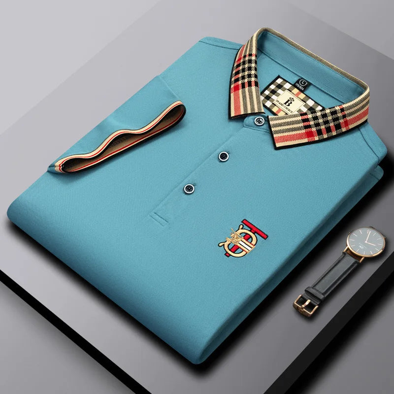 Fashion designer brand short sleeve men's polo shirt new lapel top high-end embroidery summer breathable casual Paul T-shirt