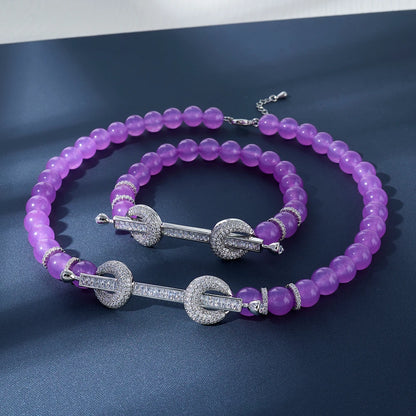 015810 Beaded Choker for Women Color Natural Stone Necklace Set Daily Wear Ceremony Engament Cocktail Party Jewelry Accessories