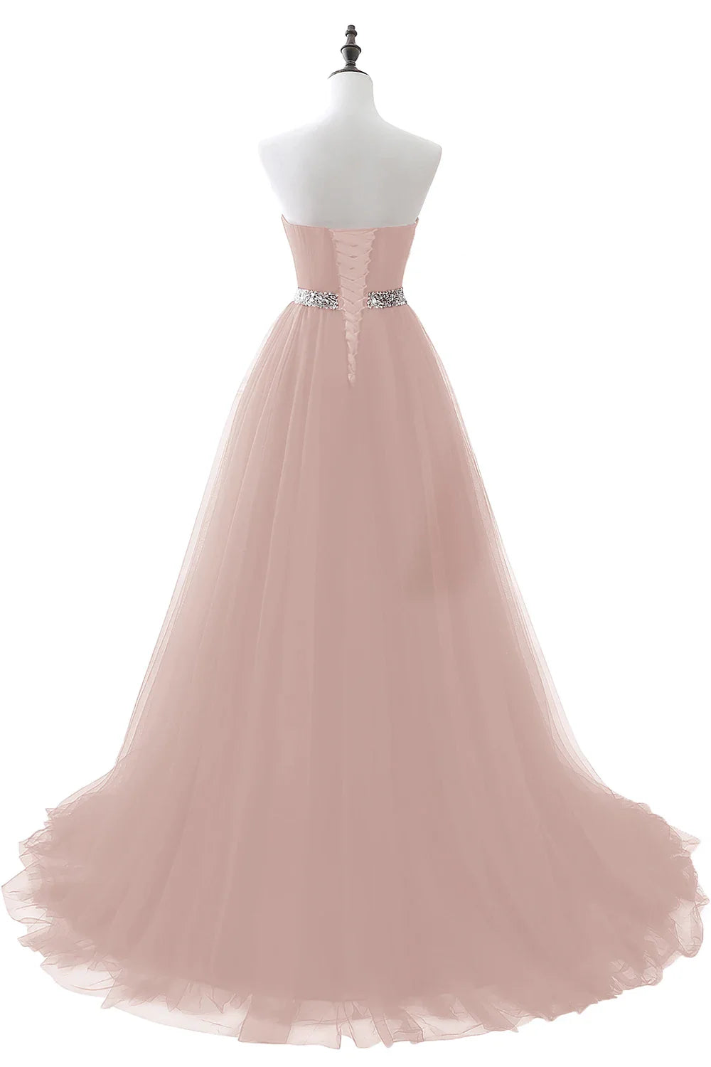 A-line Strapless Tulle Royal Blue Evening Dresses Lace Up Crystal Sequin Formal Party For Bride Sexy Prom Gown Wedding Party